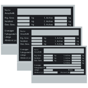 Typenschild mit Einspannlasche, Alufolie selbstklebend, silber-matt