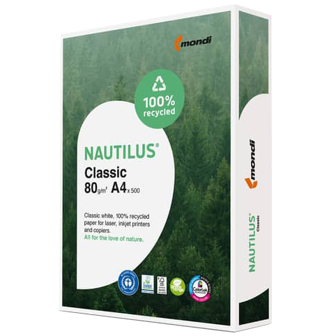 Kopierpapier "NAUTILUS Classic", A4, 80 g/m², weiß 1 Kopierpapier "NAUTILUS Classic", A4, 80 g/m², weiß