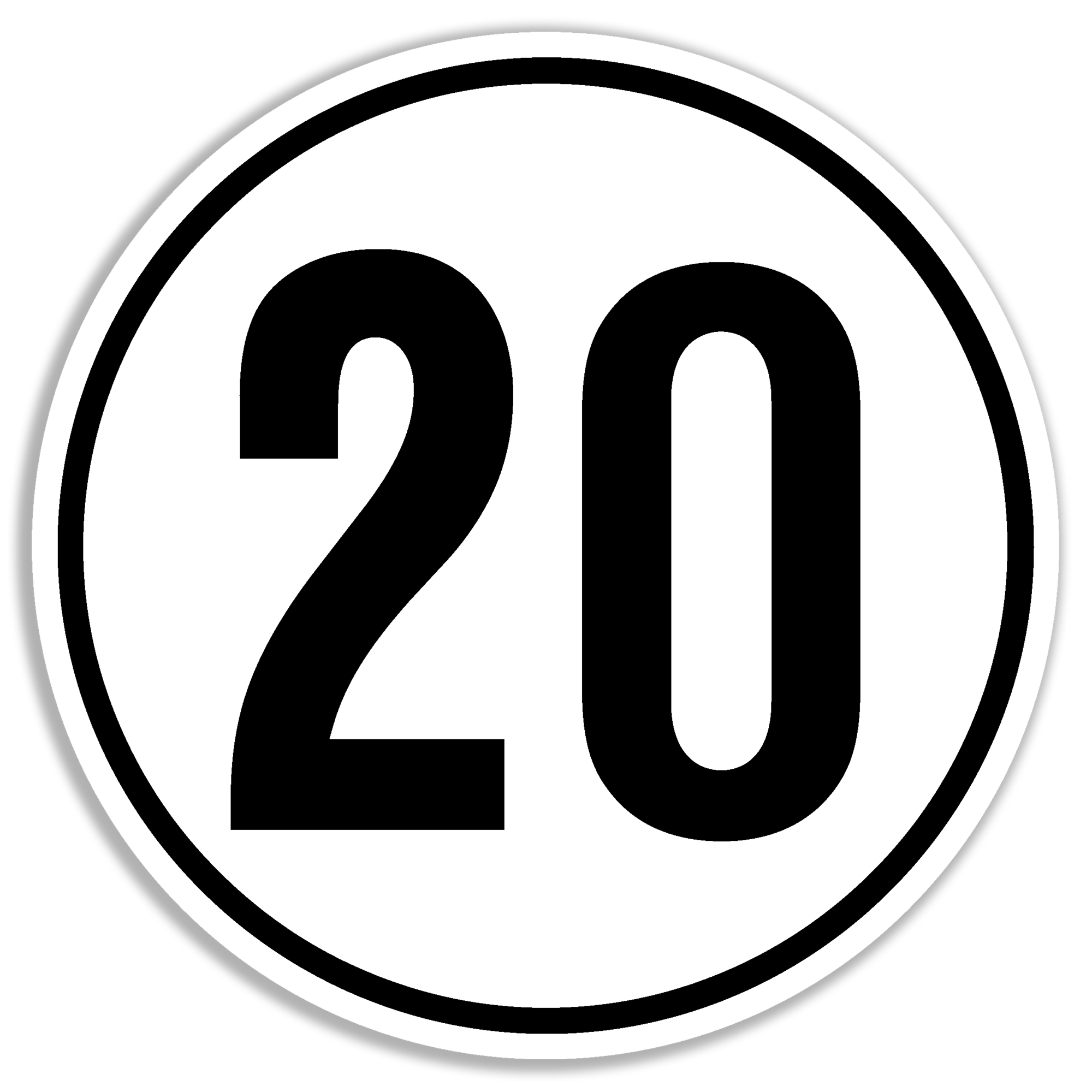 Geschwindigkeit (§ 96 / § 98 KFG) "20" Folie, ø 200 mm 1 Geschwindigkeit (§ 96 / § 98 KFG) "20" Folie, ø 200 mm