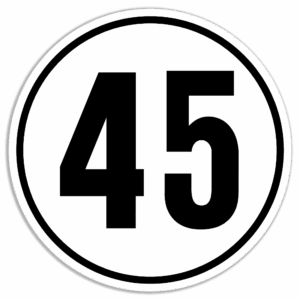 Geschwindigkeit (§ 96 / § 98 KFG) "45" Folie, ø 200 mm
