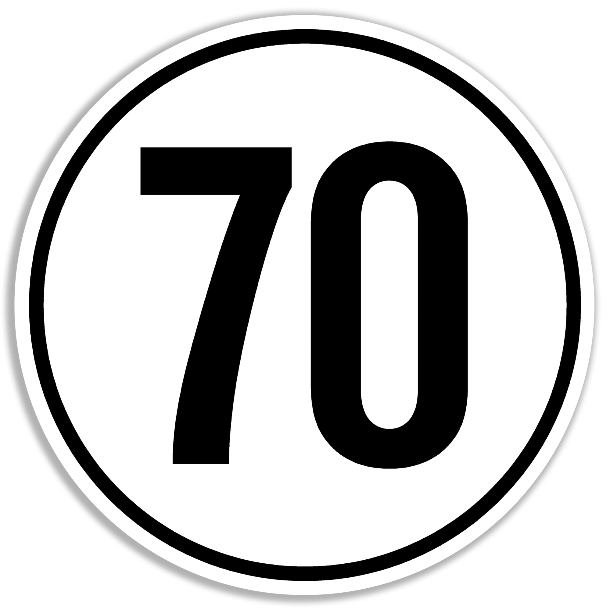 Geschwindigkeit (§ 96 / § 98 KFG) "70" Folie, ø 200 mm 1 Geschwindigkeit (§ 96 / § 98 KFG) "70" Folie, ø 200 mm