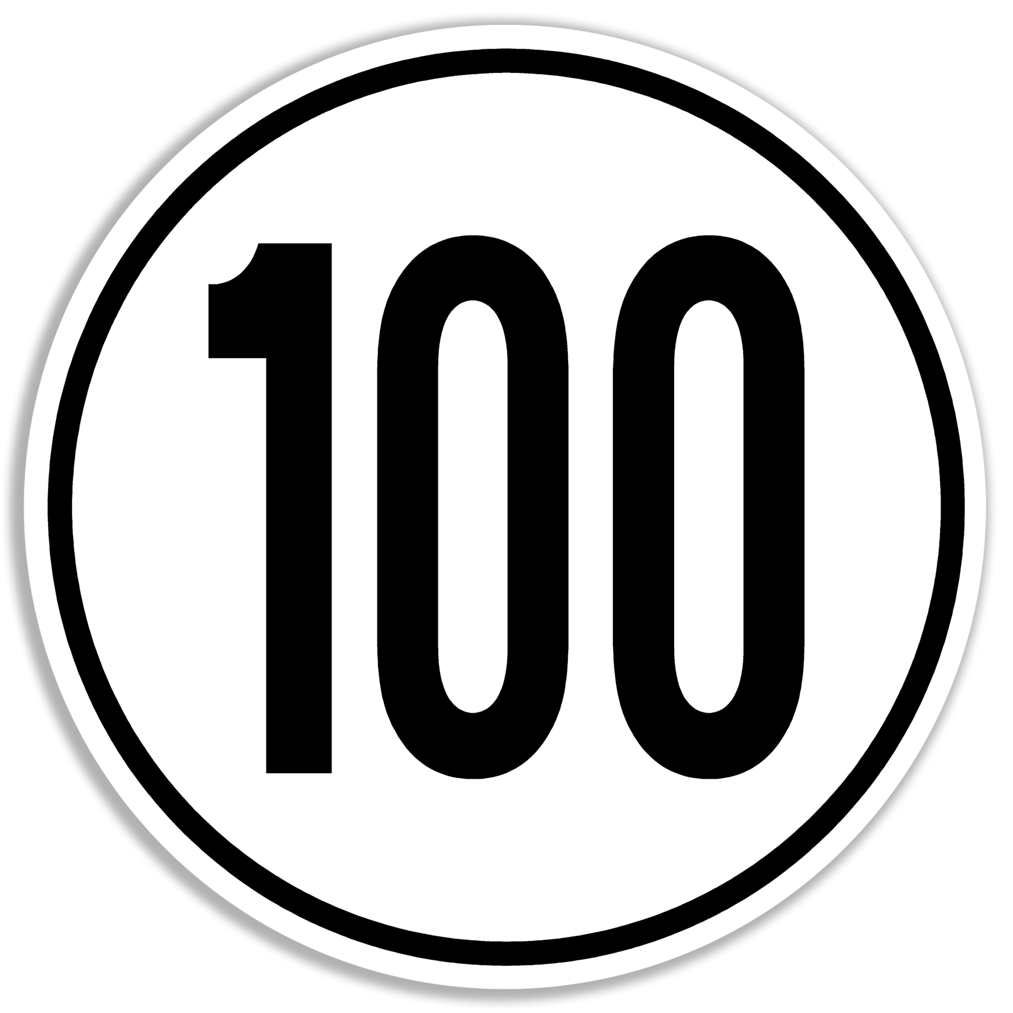 Geschwindigkeit (§ 96 / § 98 KFG) "100" Folie, ø 200 mm 1 Geschwindigkeit (§ 96 / § 98 KFG) "100" Folie, ø 200 mm