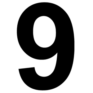 Folienschnitt  "9"; SK-PVC, Höhe 340 mm, schwarz