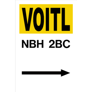 Tafel "VOITL - NBH 2BC Pfeil - rechts"; Alu, 1000x1500x2 mm, bekl. mit SK-PVC (ws, ge, sw)