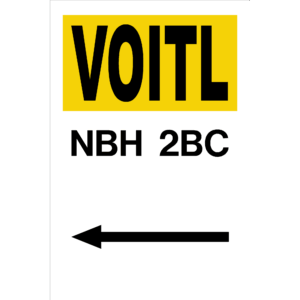 Tafel "VOITL - NBH 2BC - Pfeil links"; Alu, 1000x1500x2 mm, bekl. mit SK-PVC (ws, ge, sw)