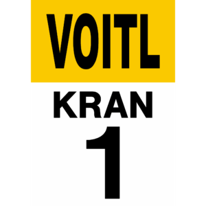 Krantafel "VOITL + Kran + Nr."; Alu, 700x1000x2 mm, bekl. mit SK-PVC (ws, ge, sw)